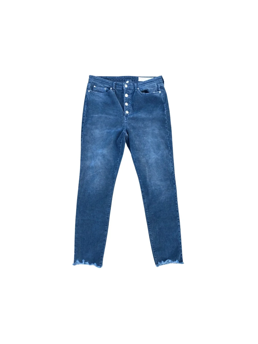 Rag & Bone Nina‎ High-Rise Ankle Skinny Corduroy Pants Navy Raw Hem 31